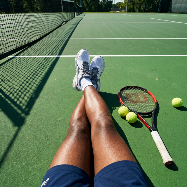 Legs resting on court